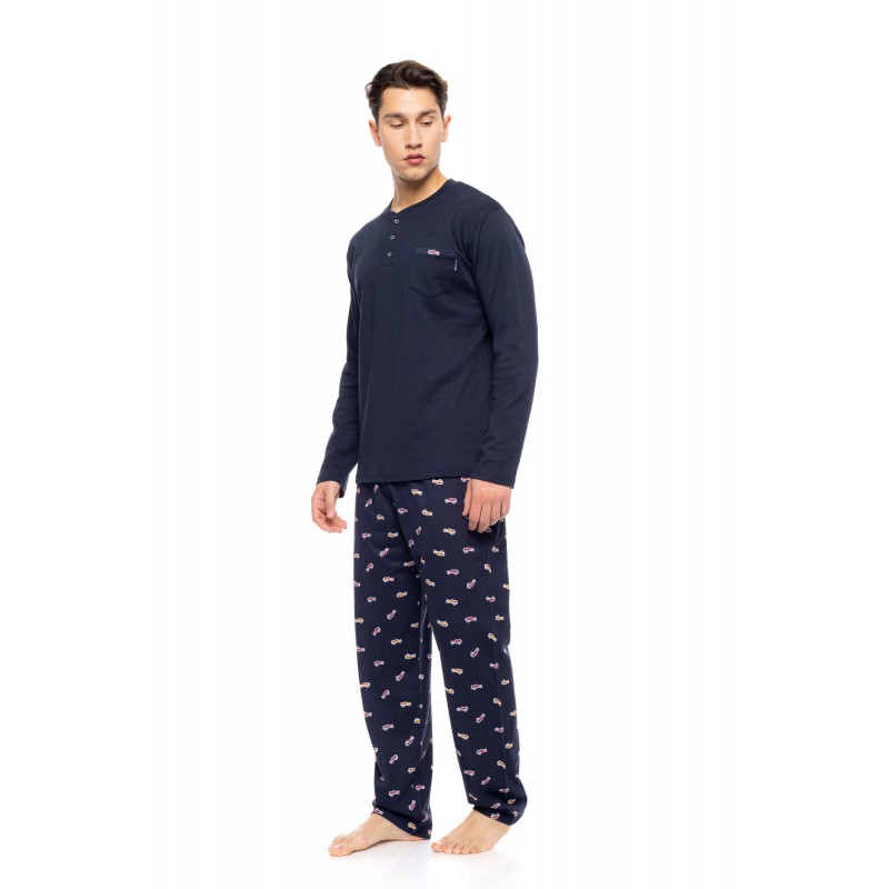 W-M801 - Yacht Blue - PYJAMA NAVY BLUE CARS- (W-M801)