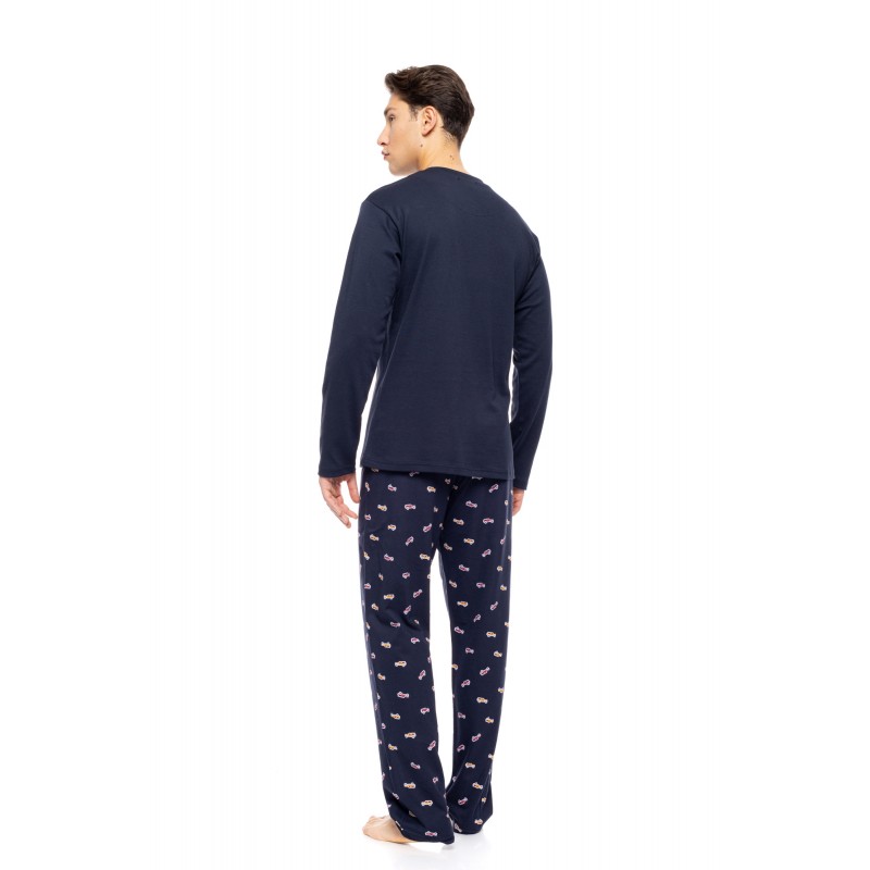 W-M801 - Yacht Blue - PYJAMA NAVY BLUE CARS- (W-M801)