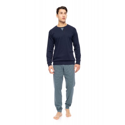 W-M808 - Yacht Blue - PYJAMA SEA GREEN GEO- (W-M808)
