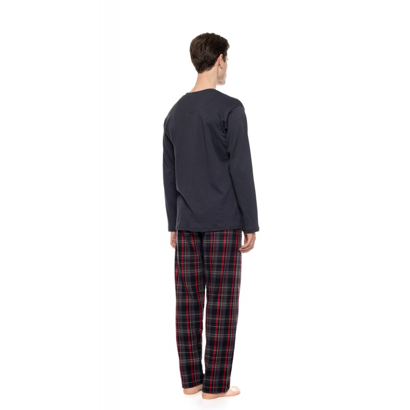 W-M821 - Grey Charcoal - Pyjama Oxford Grey Plaid- (W-M821)