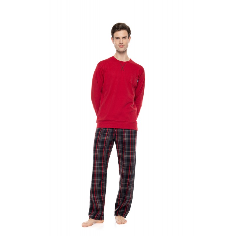 W-M822 - Bordo - Pyjama Oxford Grey Plaid- (W-M822) W-M822 - Bordo - Pyjama Oxford Grey Plaid- (W-M822)