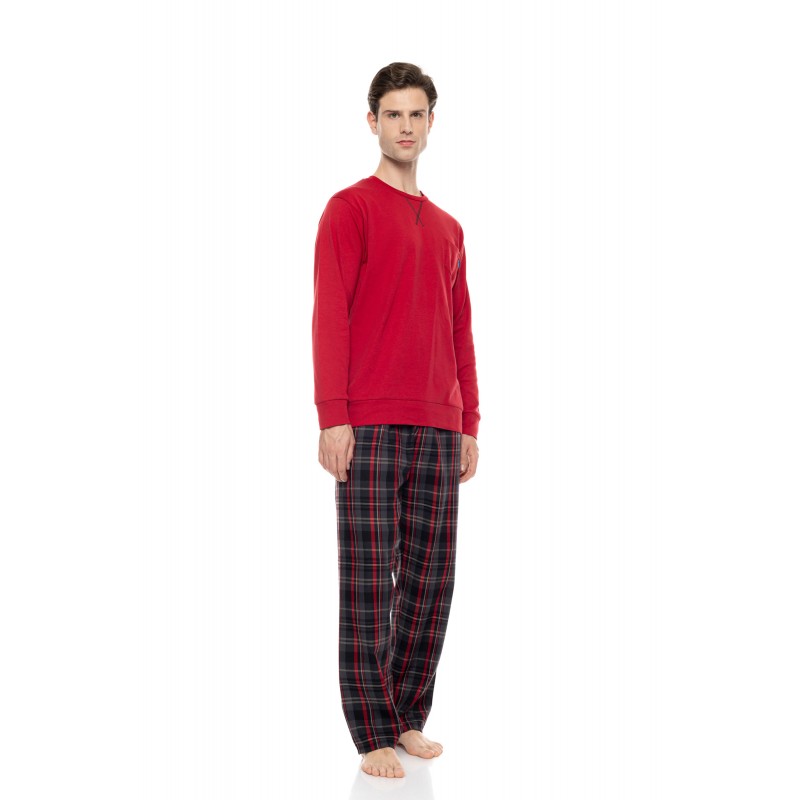 W-M822 - Bordo - Pyjama Oxford Grey Plaid- (W-M822) W-M822 - Bordo - Pyjama Oxford Grey Plaid- (W-M822)