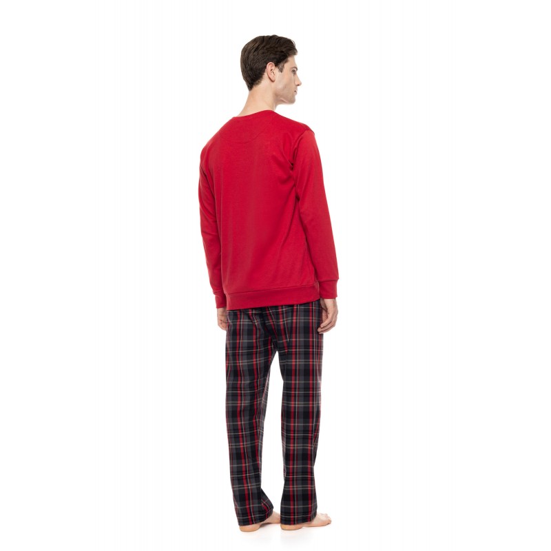 W-M822 - Bordo - Pyjama Oxford Grey Plaid- (W-M822) W-M822 - Bordo - Pyjama Oxford Grey Plaid- (W-M822)