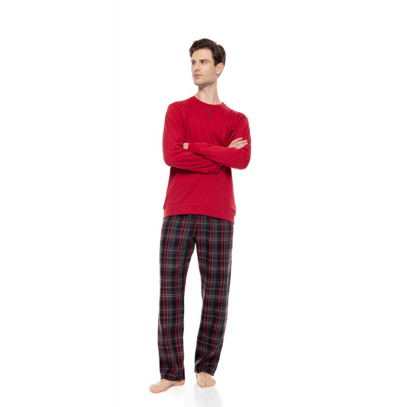 W-M822 - Bordo - Pyjama Oxford Grey Plaid- (W-M822) W-M822 - Bordo - Pyjama Oxford Grey Plaid- (W-M822)