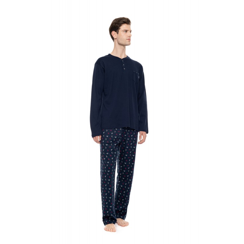 W-M825 - Yacht Blue - Pyjama Alpine Deer- (W-M825) W-M825 - Yacht Blue - Pyjama Alpine Deer- (W-M825)