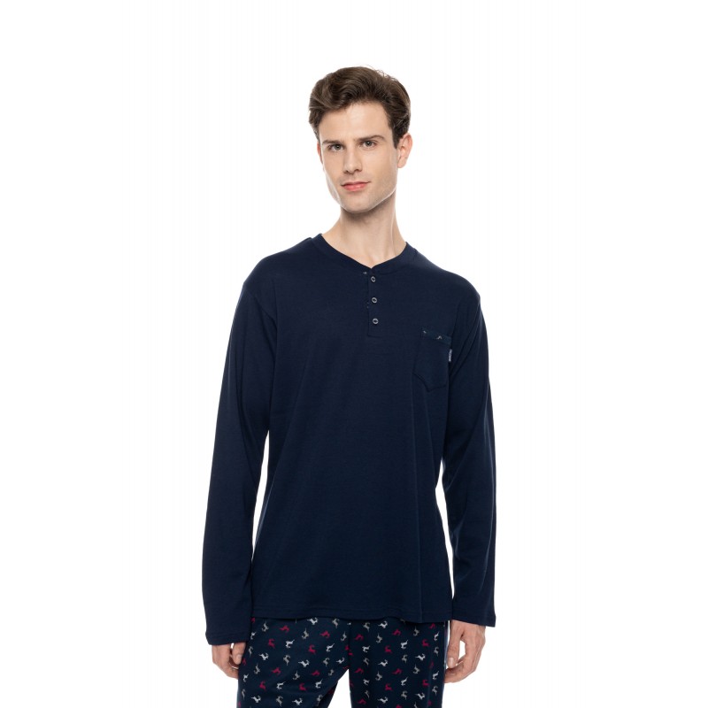 W-M825 - Yacht Blue - Pyjama Alpine Deer- (W-M825) W-M825 - Yacht Blue - Pyjama Alpine Deer- (W-M825)