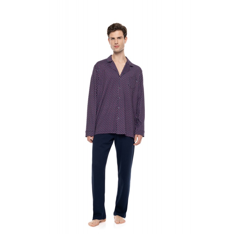 W-M828 - Type - Pyjama Buttoned Geo Bordo- (W-M828)