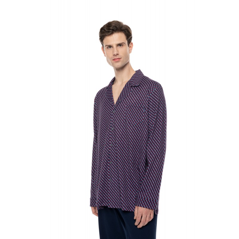 W-M828 - Type - Pyjama Buttoned Geo Bordo- (W-M828)