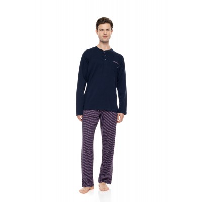 W-M830 - Yacht Blue - Pyjama Geo Bordo- (W-M830)