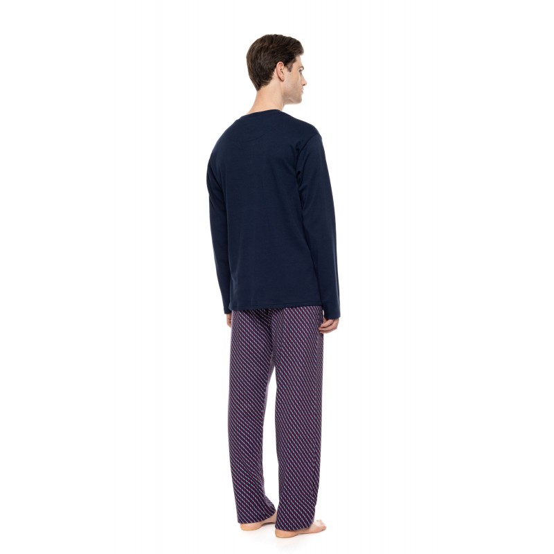 W-M830 - Yacht Blue - Pyjama Geo Bordo- (W-M830) W-M830 - Yacht Blue - Pyjama Geo Bordo- (W-M830)