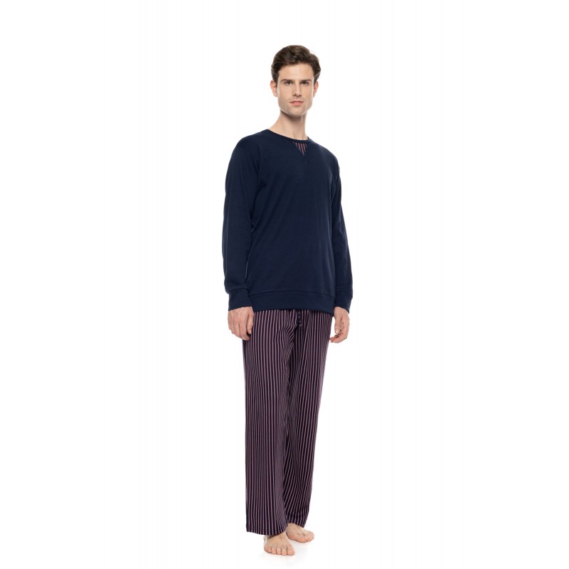 W-M834 - Yacht Blue - Pyjama Classic Stripe- (W-M834) W-M834 - Yacht Blue - Pyjama Classic Stripe- (W-M834)
