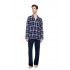 W-M842 - Type - Pyjama Buttoned Midnight Blue Plaid- (W-M842)