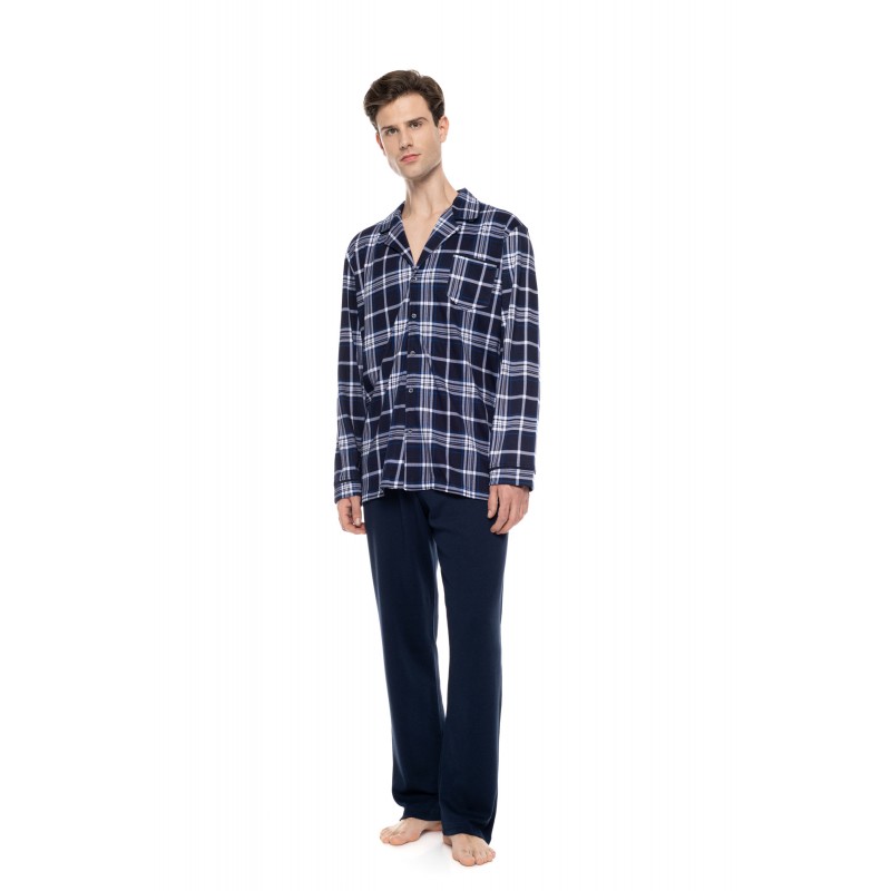 W-M842 - Type - Pyjama Buttoned Midnight Blue Plaid- (W-M842) W-M842 - Type - Pyjama Buttoned Midnight Blue Plaid- (W-M842)