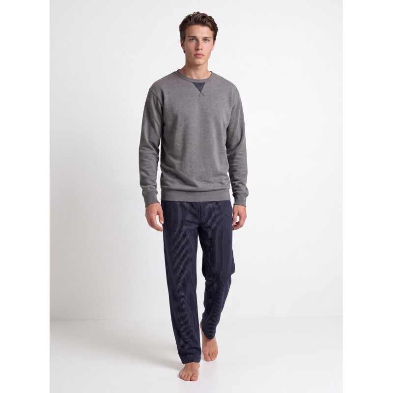 W-M864 - Grey Charcoal - Pyjama Jacquard Stripe- (W-M864) W-M864 - Grey Charcoal - Pyjama Jacquard Stripe- (W-M864)