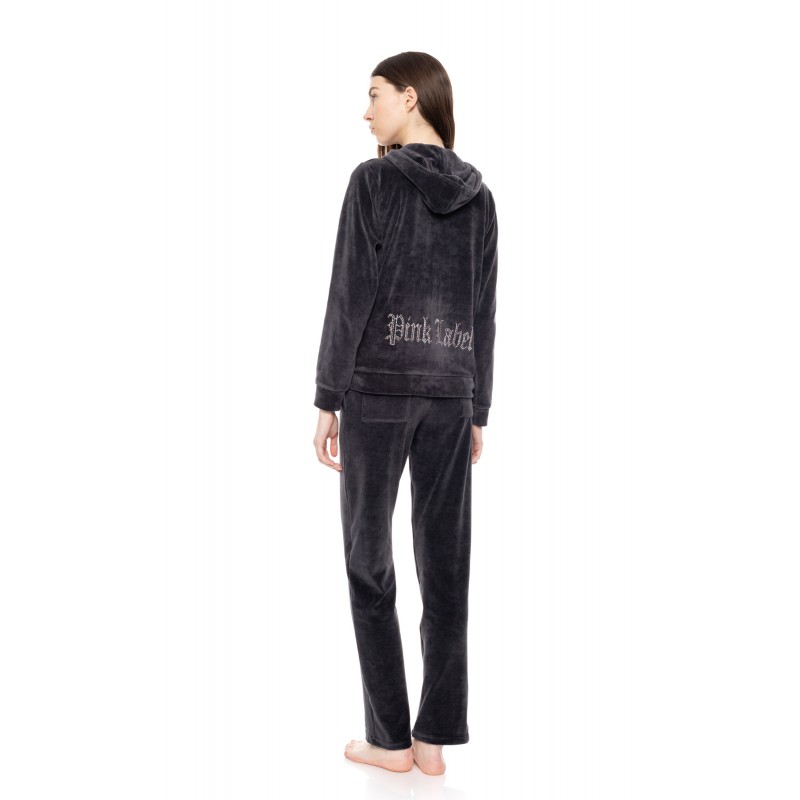 W1000 - Bordo - Velvet Tracsuit Set Pink Label Logo- (W1000)