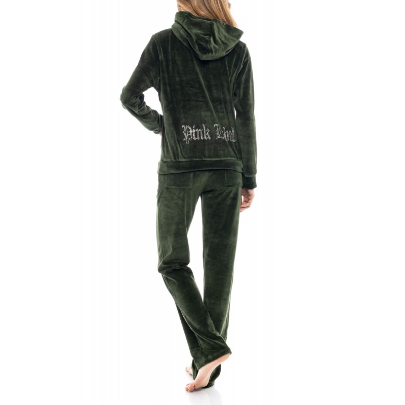 W1000 - Bordo - Velvet Tracsuit Set Pink Label Logo- (W1000)