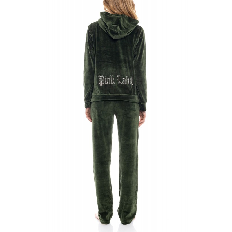 W1000 - Bordo - Velvet Tracsuit Set Pink Label Logo- (W1000)
