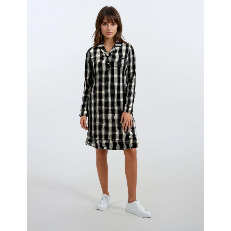 W1048 - Type - NIGHTDRESS BLACK PLAID- (W1048) W1048 - Type - NIGHTDRESS BLACK PLAID- (W1048)