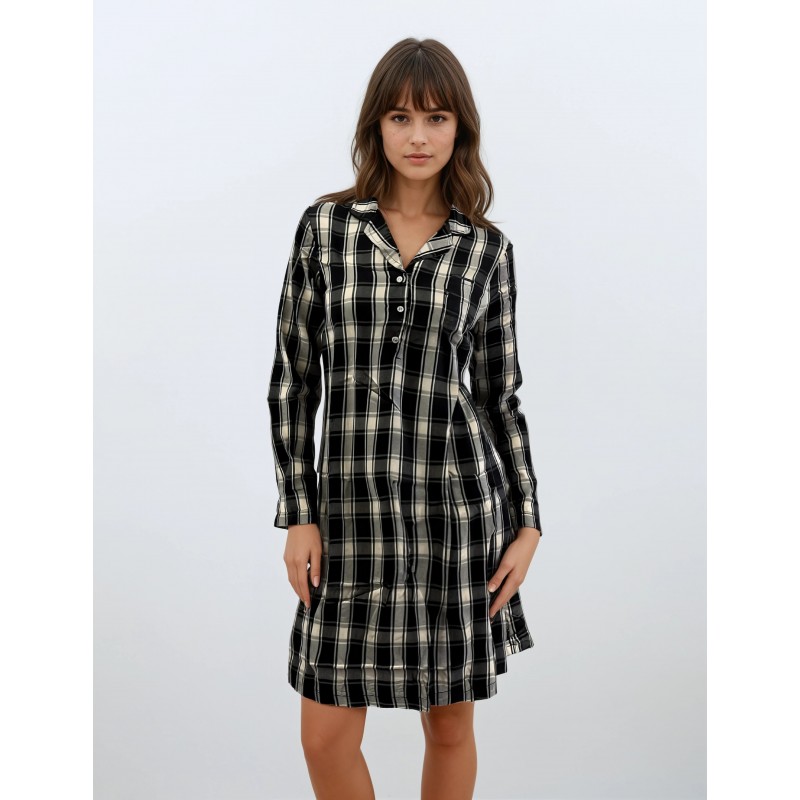 W1048 - Type - NIGHTDRESS BLACK PLAID- (W1048) W1048 - Type - NIGHTDRESS BLACK PLAID- (W1048)
