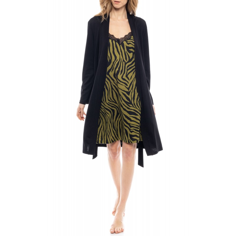 W1133 - Type - NIGTHGOWN 2PCS SET ZEBRA- (W1133) W1133 - Type - NIGTHGOWN 2PCS SET ZEBRA- (W1133)