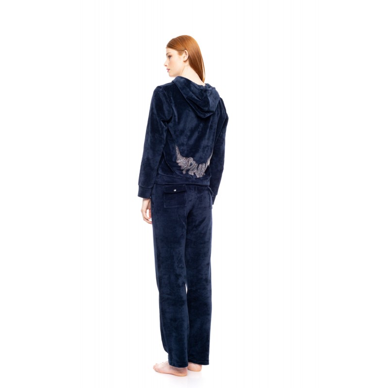 W1320 - Yacht Blue - Velvet Tracsuit Set Pink Angel- (W1320) W1320 - Yacht Blue - Velvet Tracsuit Set Pink Angel- (W1320)