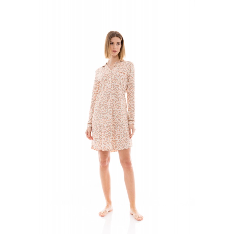 W1338 - Type - NIGHTGOWN BUTTONED CINNAMON LEO- (W1338) W1338 - Type - NIGHTGOWN BUTTONED CINNAMON LEO- (W1338)