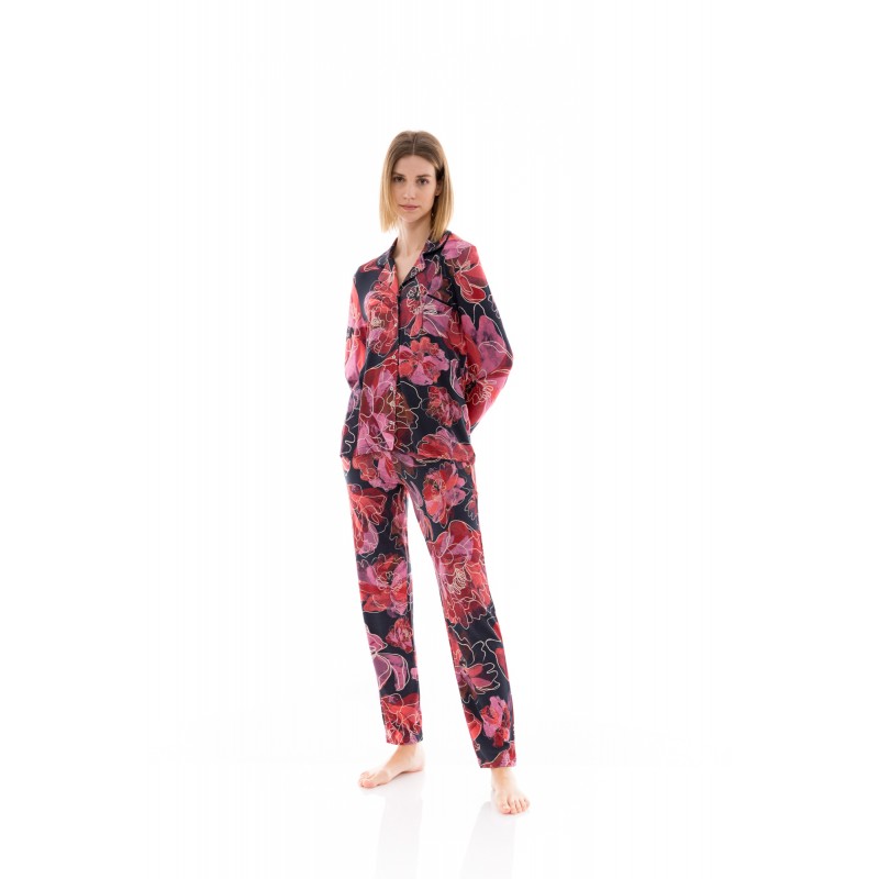 W1364 - Type - PYJAMA BUTTONED MAGENTA FLOWER- (W1364) W1364 - Type - PYJAMA BUTTONED MAGENTA FLOWER- (W1364)