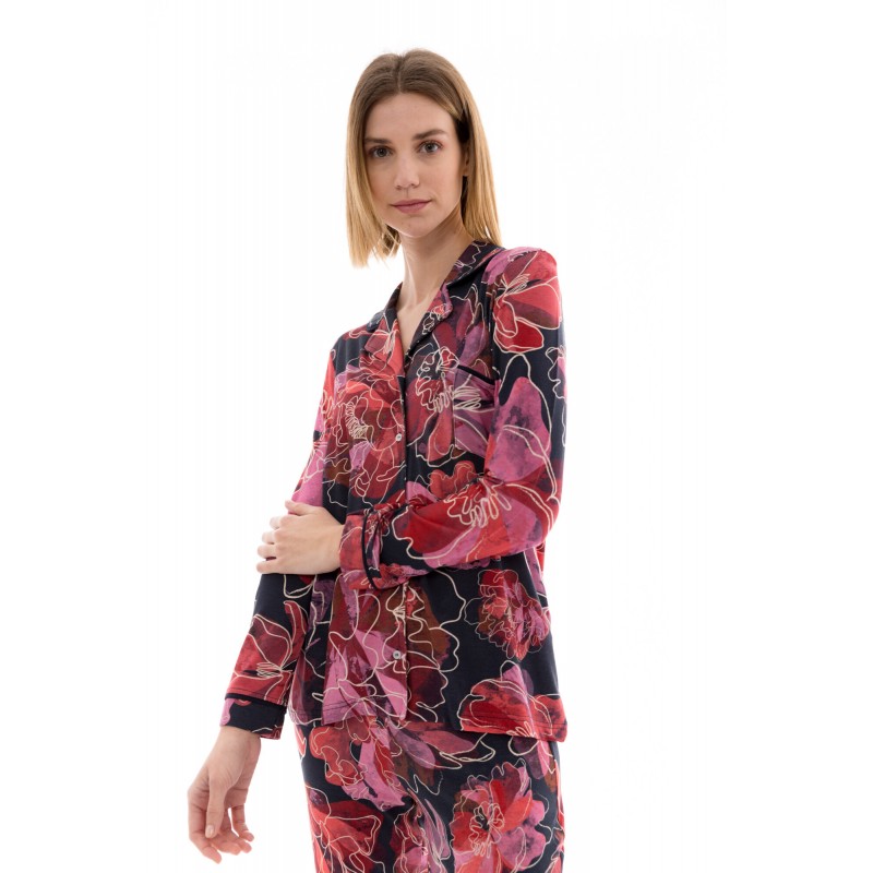 W1364 - Type - PYJAMA BUTTONED MAGENTA FLOWER- (W1364) W1364 - Type - PYJAMA BUTTONED MAGENTA FLOWER- (W1364)