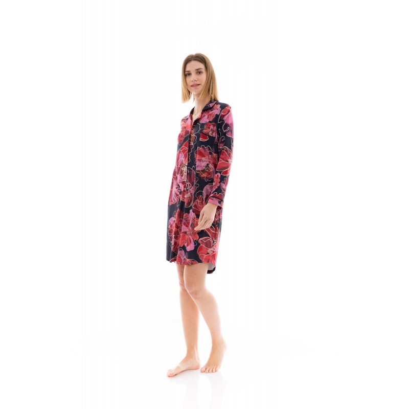 W1365 - Type - NIGHTGOWN BUTTONED MAGENTA FLOWER- (W1365) W1365 - Type - NIGHTGOWN BUTTONED MAGENTA FLOWER- (W1365)