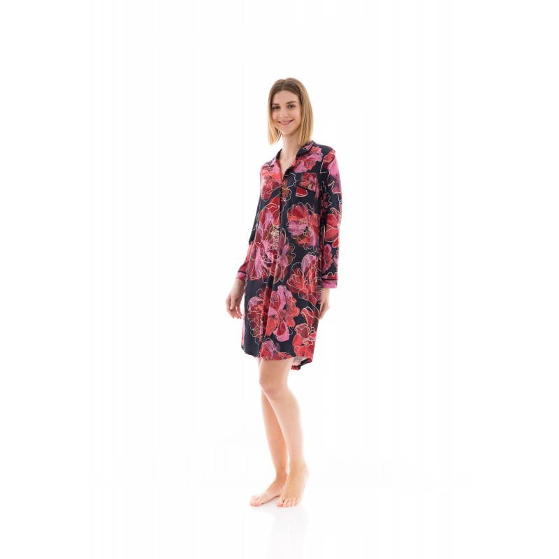 W1365 - Type - NIGHTGOWN BUTTONED MAGENTA FLOWER- (W1365) W1365 - Type - NIGHTGOWN BUTTONED MAGENTA FLOWER- (W1365)