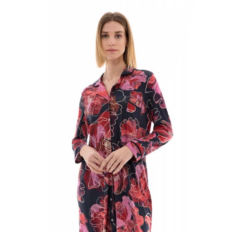 W1365 - Type - NIGHTGOWN BUTTONED MAGENTA FLOWER- (W1365) W1365 - Type - NIGHTGOWN BUTTONED MAGENTA FLOWER- (W1365)