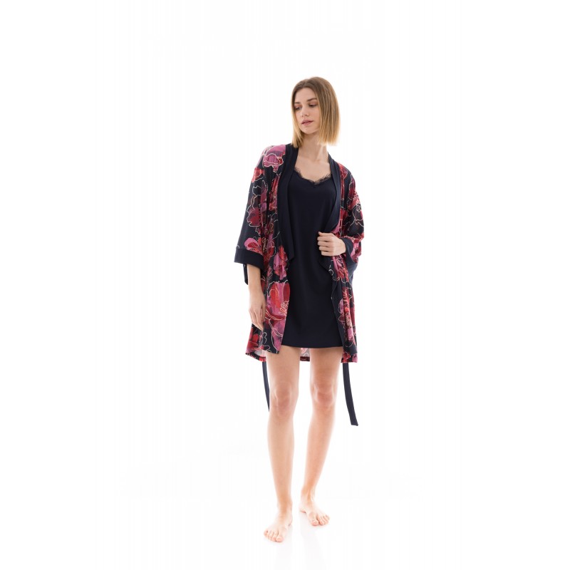 W1370 - Type - NIGHTGOWN SET 2PCS MAGENTA FLOWER- (W1370)