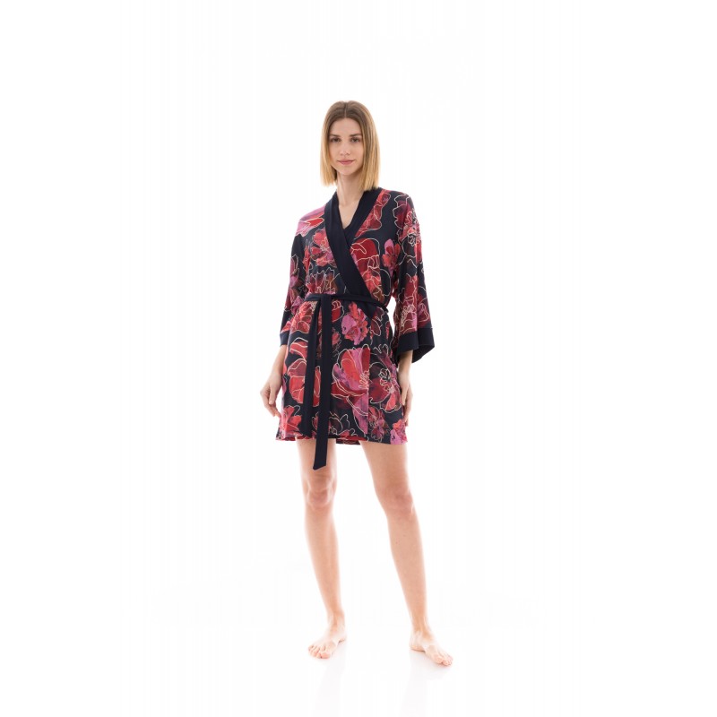 W1370 - Type - NIGHTGOWN SET 2PCS MAGENTA FLOWER- (W1370)