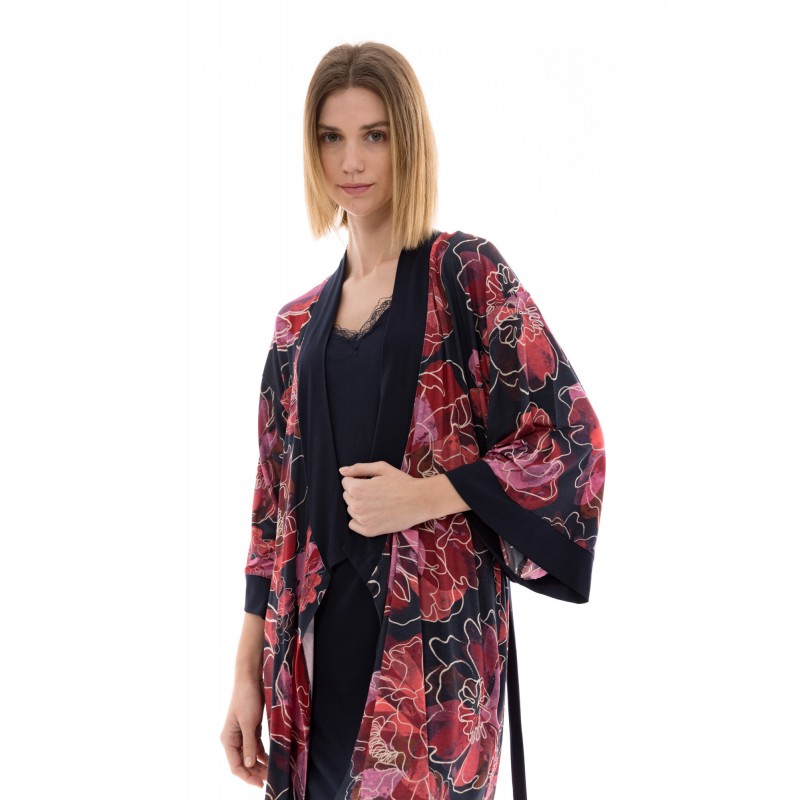 W1370 - Type - NIGHTGOWN SET 2PCS MAGENTA FLOWER- (W1370)