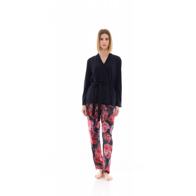 W1371 - Type - PYJAMA 3PCS MAGENTA FLOWER- (W1371) W1371 - Type - PYJAMA 3PCS MAGENTA FLOWER- (W1371)