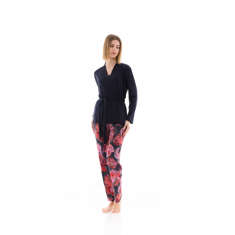 W1371 - Type - PYJAMA 3PCS MAGENTA FLOWER- (W1371) W1371 - Type - PYJAMA 3PCS MAGENTA FLOWER- (W1371)