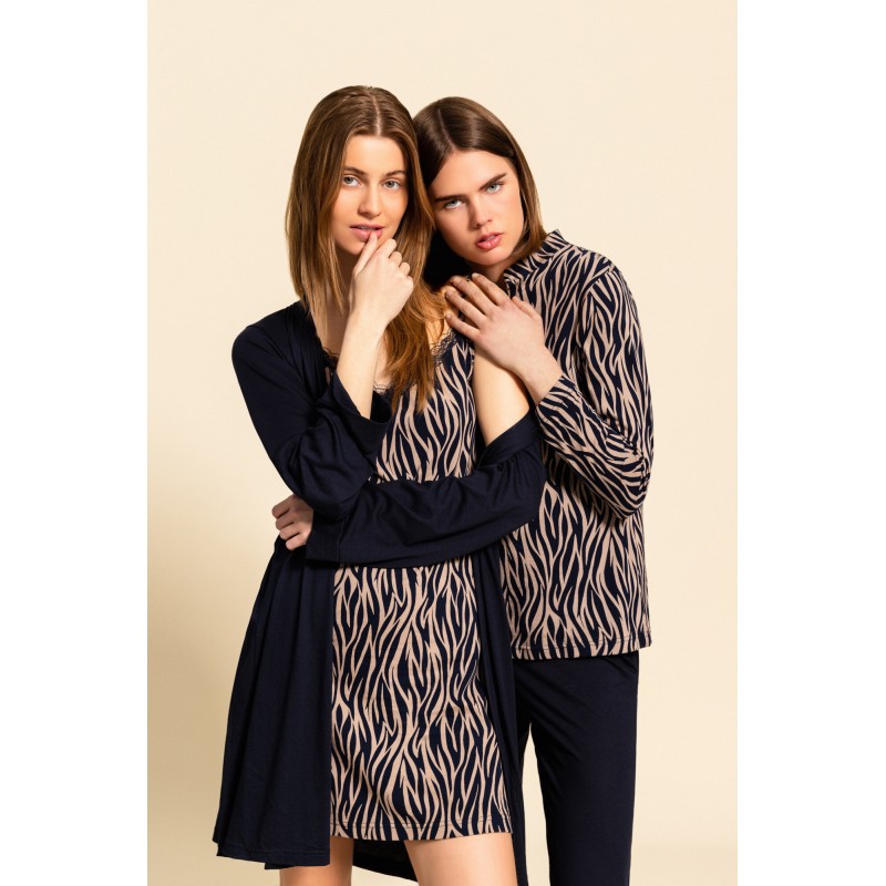 W1394 - Type - NIGHTGOWN SET 2PCS BEIGE ZEBRA- (W1394) W1394 - Type - NIGHTGOWN SET 2PCS BEIGE ZEBRA- (W1394)