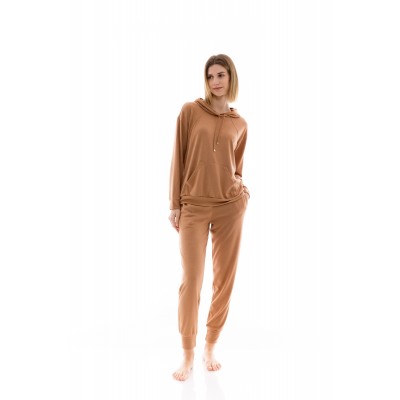 W1418 - Skin - HOMEWEAR SOLID SOFT HOOD JACQUARD- (W1418)