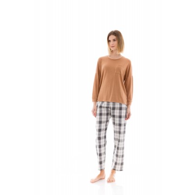W1421 - Black - PYJAMA BEIGE -BLACK PLAID- (W1421)