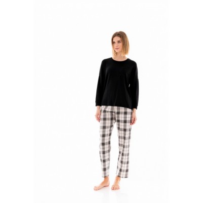 W1421 - Black - PYJAMA BEIGE -BLACK PLAID- (W1421)