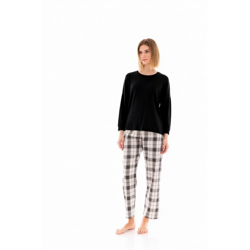 W1421 - Black - PYJAMA BEIGE -BLACK PLAID- (W1421) W1421 - Black - PYJAMA BEIGE -BLACK PLAID- (W1421)