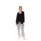 W1423 - Skin - PYJAMA 3PCS BEIGE -BLACK PLAID- (W1423)