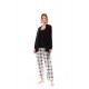 W1423 - Skin - PYJAMA 3PCS BEIGE -BLACK PLAID- (W1423)