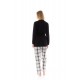 W1423 - Skin - PYJAMA 3PCS BEIGE -BLACK PLAID- (W1423)