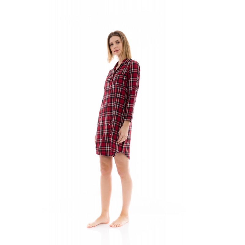 W1426 - Type - NIGHTGOWN BUTTONED RED-BLACK PLAID- (W1426) W1426 - Type - NIGHTGOWN BUTTONED RED-BLACK PLAID- (W1426)