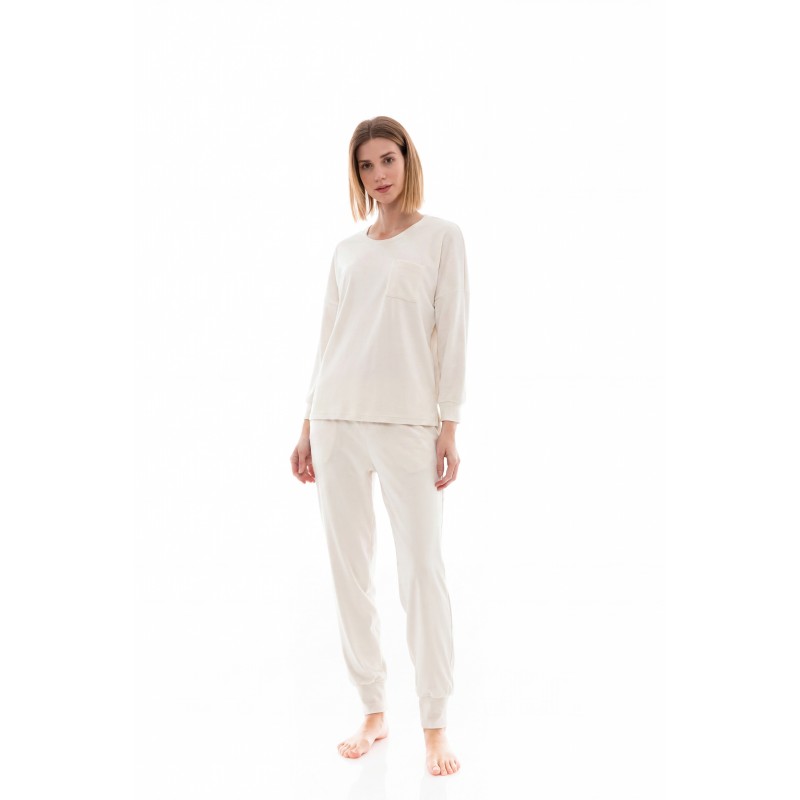 W1437 - White - PYJAMA SOFT VELVET- (W1437) W1437 - White - PYJAMA SOFT VELVET- (W1437)