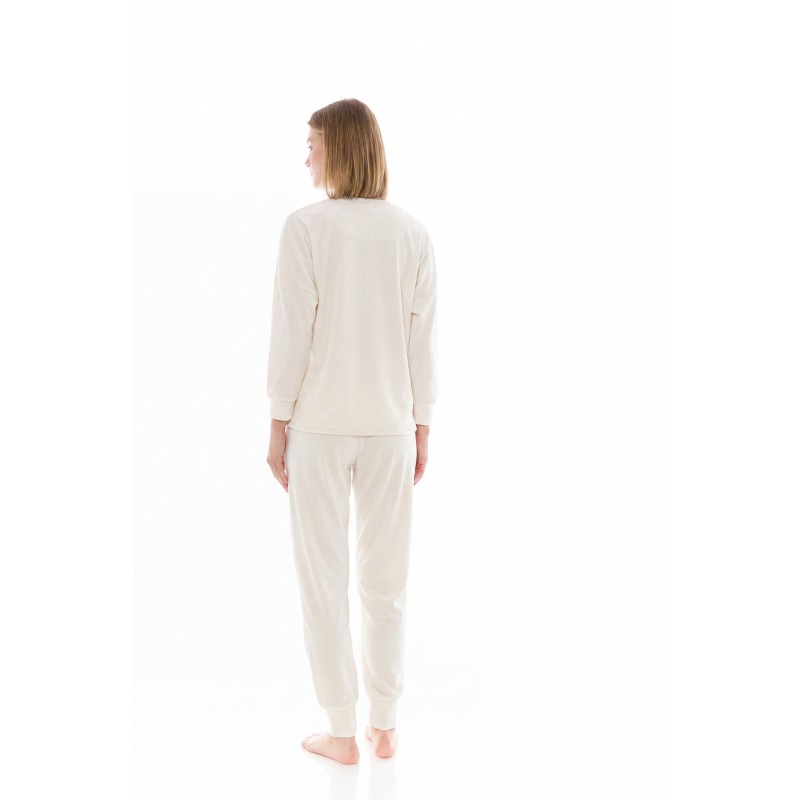 W1437 - White - PYJAMA SOFT VELVET- (W1437) W1437 - White - PYJAMA SOFT VELVET- (W1437)