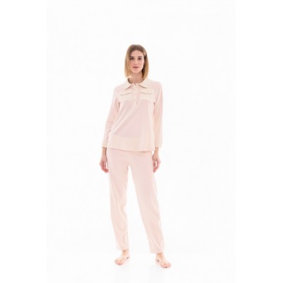 W1441 - Baby Pink - PYJAMA VELVET STRIPE- (W1441)