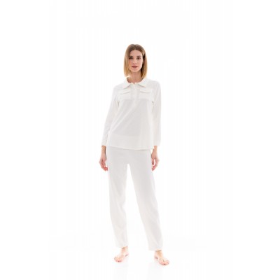 W1441 - White - PYJAMA VELVET STRIPE- (W1441)