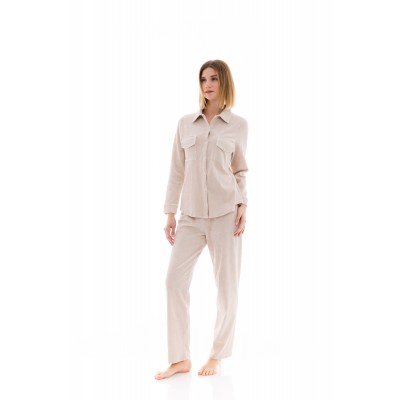 W1442 - Skin - PYJAMA BUTTONED VELVET STRIPE- (W1442)
